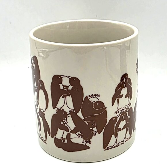 1979 TAYLOR & NG Naughty Penguins Brown and Cream MUG CUP Vintage JAPAN - Picture 2 of 11